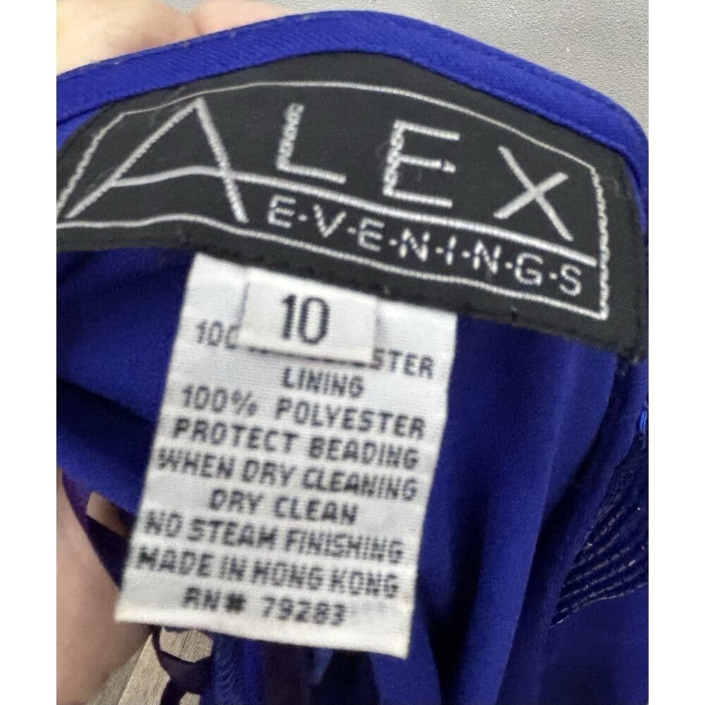 Alex Evenings Maxi Gown Dress Size 10 Set Jacket Blue Beaded Sleeveless Wedding - Picture 11 of 14